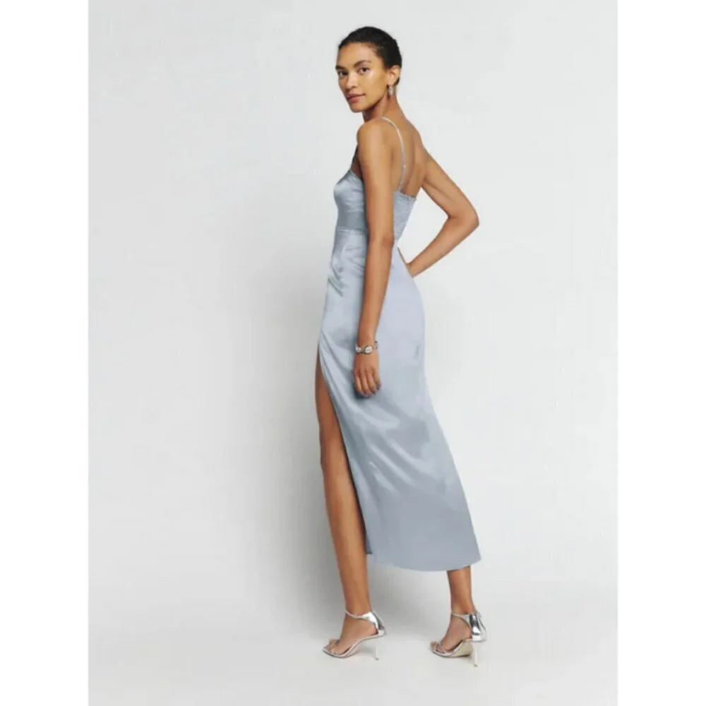 💕REFORMATION💕 Solay Silk Dress ~ Mineral 6 NWT